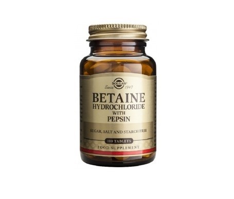 Betaina Clorhidrato con pepsina 100 comp - Solgar
