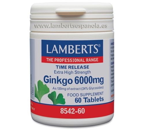 Ginkgo Biloba 6000mg. 60 comp.  Lamberts