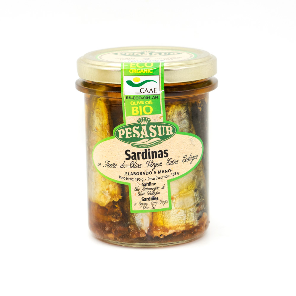 Sardina aceite oliva V.E. eco 195 g - Pesasur