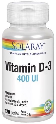 [3181471] Vitamina D3 400 UI 10 mcg 120 perles Solaray